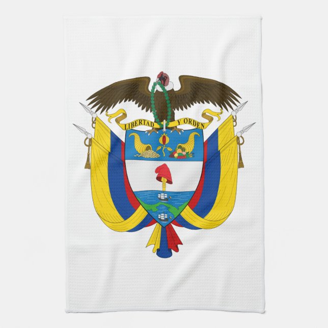 Colombia Coat Of Arms Kitchen Towel (Vertical)