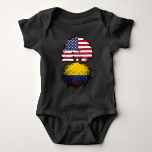 Colombia Colombian American USA Tree Roots Flag Baby Bodysuit