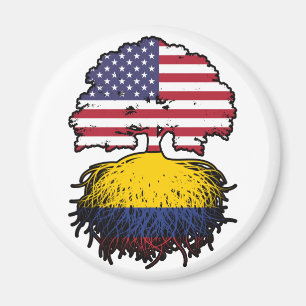 Colombia Colombian American USA Tree Roots Flag Magnet