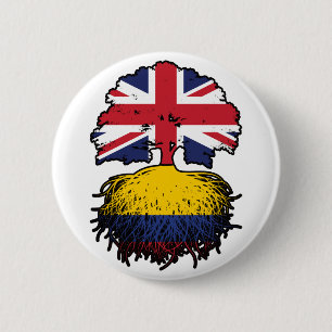 Colombia Colombian British UK Tree Roots Flag 2 Inch Round Button