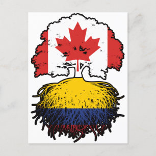 Colombia Colombian Canadian Canada Tree Roots Flag Postcard