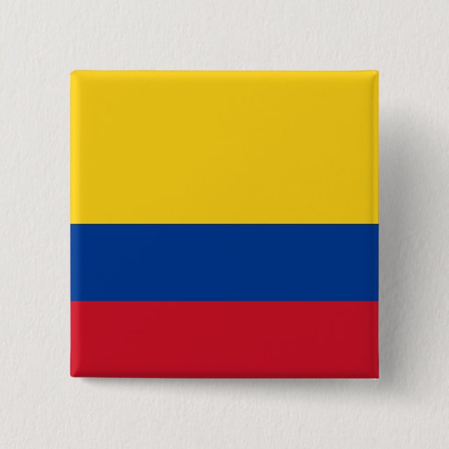 Colombia (Colombian) Flag 2 Inch Square Button (Front)