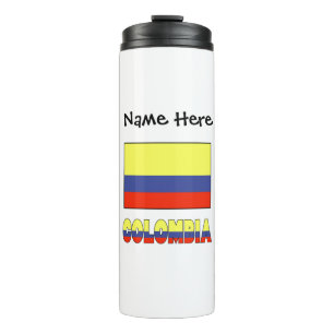Colombia Colombian Flag Black Personalization  Thermal Tumbler