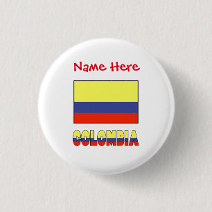 Colombia Colombian Flag Red Personalized 1 Inch Round Button