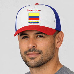 Colombia Colombian Flag Red Personalized Trucker Hat