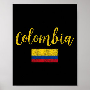 Colombia Colombian Flag Vintage Poster