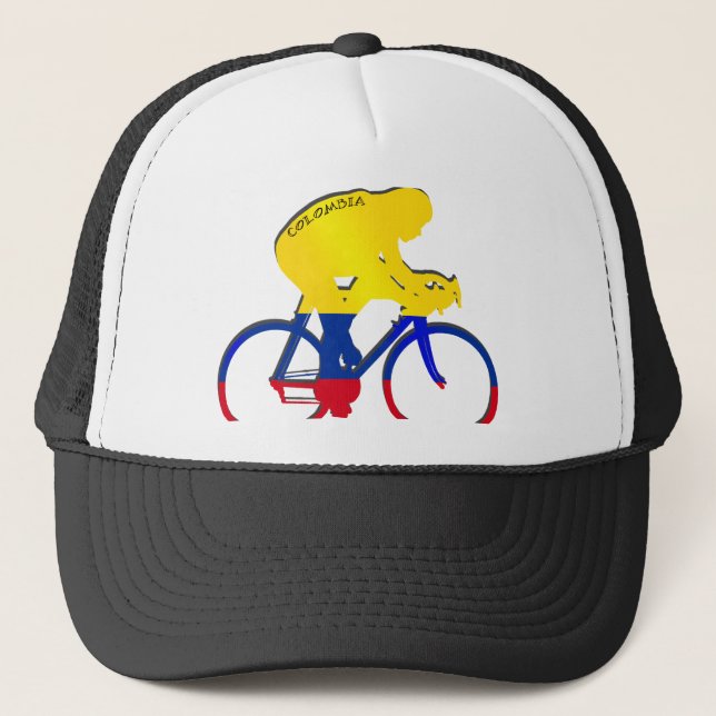 Colombia cyclist Colombian flag bicycle gear Trucker Hat (Front)