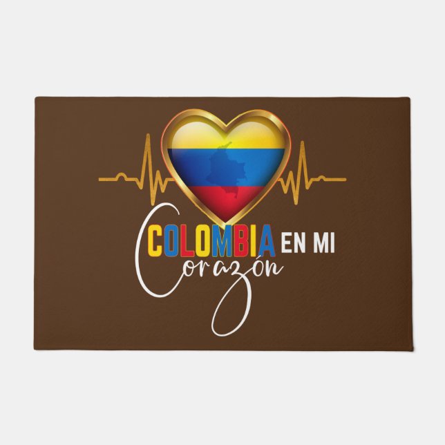 Colombia en mi Corazon Colombian Pride  Doormat (Front)