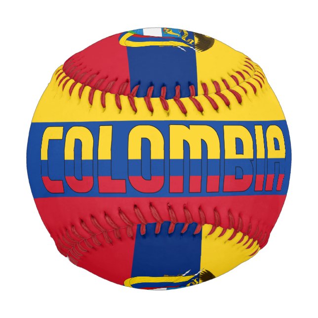 Colombia Flag and Coat of Arms Patriotic Baseball (Front)