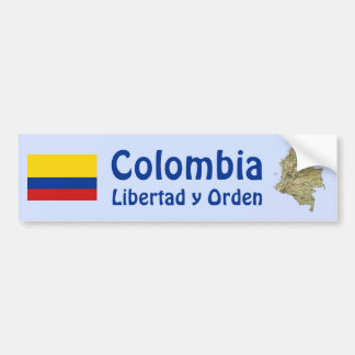Colombia Flag and Map Bumper Sticker