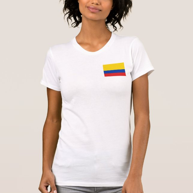 Colombia Flag and Map dk T-Shirt (Front)