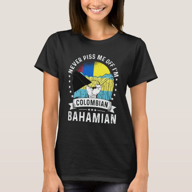 Colombia Flag Bahamas Grown Humor Citizen Pride T-Shirt (Front)