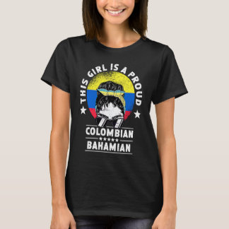 Colombia Flag Bahamas Grown Women Girl Citizen Pri T-Shirt