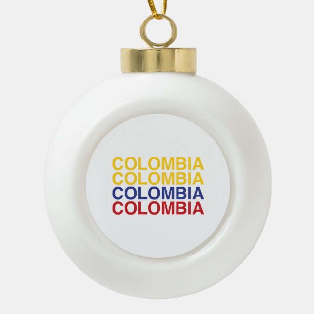 COLOMBIA Flag Ceramic Ball Christmas Ornament (Front)