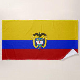 Colombia flag-coat of arms beach towel