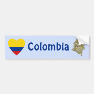 Colombia Flag Heart + Map Bumper Sticker