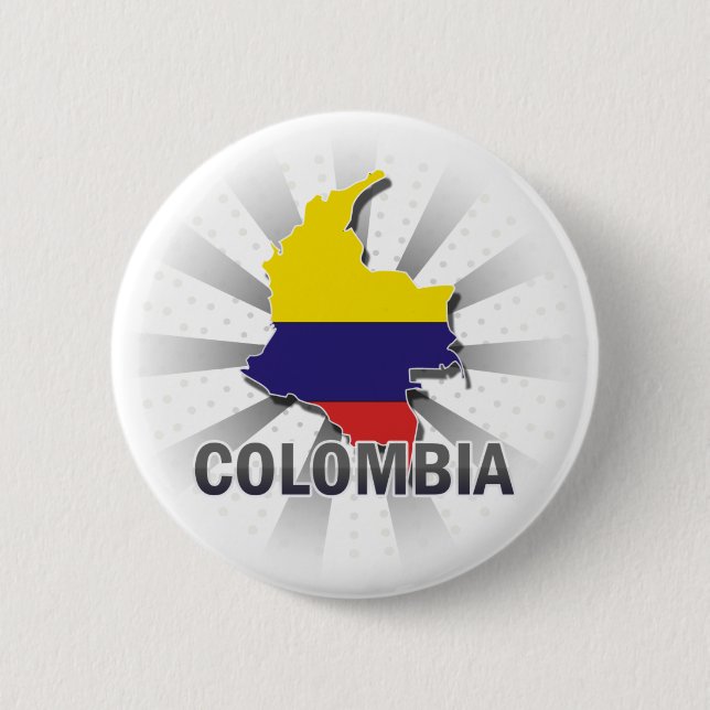 Colombia Flag Map 2.0 2 Inch Round Button (Front)