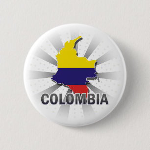 Colombia Flag Map 2.0 2 Inch Round Button