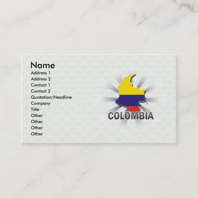 Colombia Flag Map 2.0 Business Card (Front)