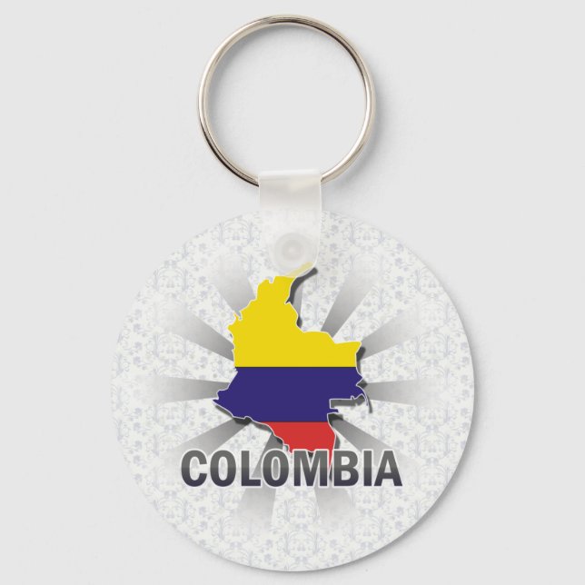 Colombia Flag Map 2.0 Keychain (Front)