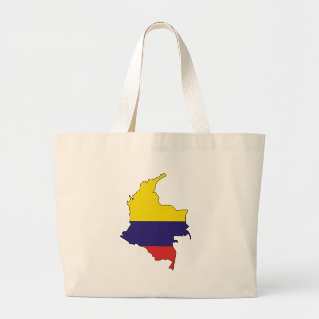 Colombia Flag Map full size Large Tote Bag (Front)