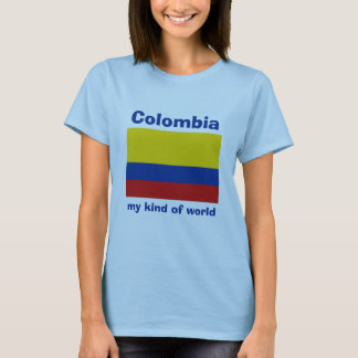 Colombia Flag + Map + Text T-Shirt