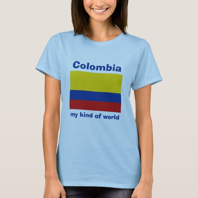 Colombia Flag + Map + Text T-Shirt (Front)