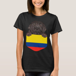 Colombia Flag Newfoundland Dog In Pocket T-Shirt