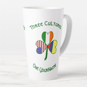 Colombia Ireland USA Shamrock Flag Personalized  Latte Mug