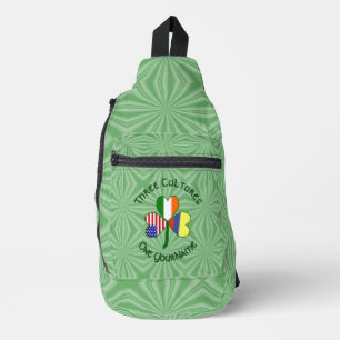 Colombia Irish USA Flag Shamrock Personalize Text Sling Bag