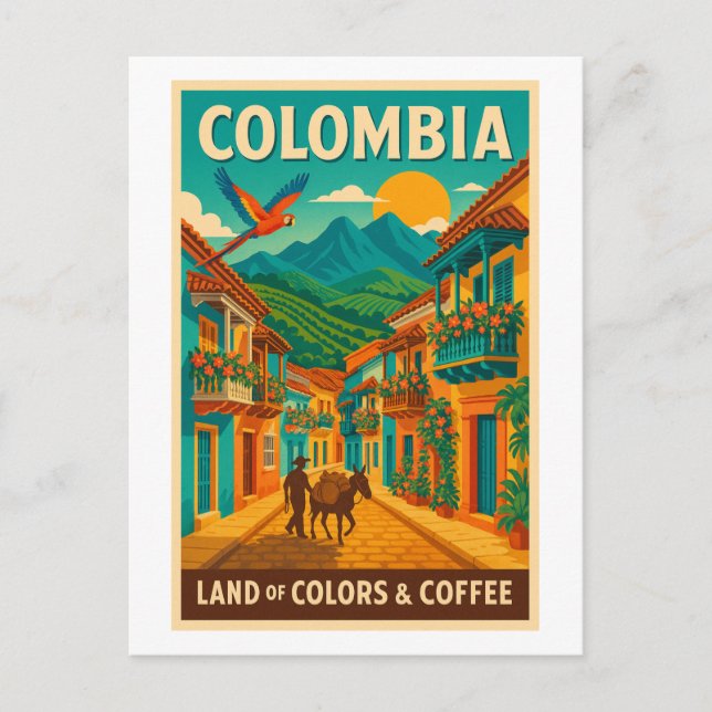 Colombia – Land of Colours & Coffee Postcard (Front)