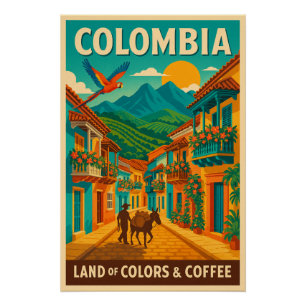 Colombia – Land of Colours & Coffee Poster