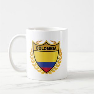 Colombia National Flag Gold Crest Badge Coffee Mug