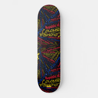 Colombia National Pride Wordcloud Skateboard