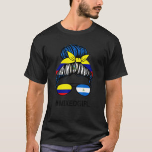 Colombia Nicaragua Flag Colombian Nicaraguan Messy T-Shirt