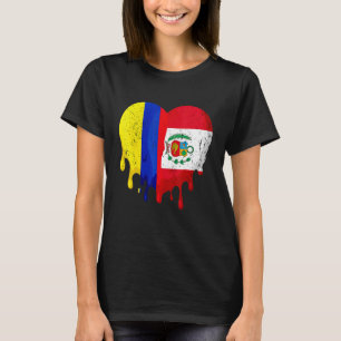 Colombia Peru Flag Heart Citizen Grown Patriot Cou T-Shirt