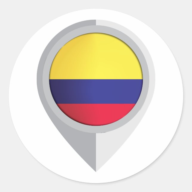 Colombia Pin Location Flag Classic Round Sticker (Front)