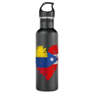 Colombia Puerto Rico Flag Heart Colombian Rican 710 Ml Water Bottle