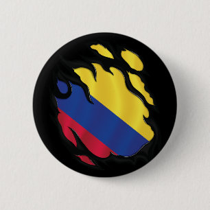 Colombia Ripped Flag 2 Inch Round Button