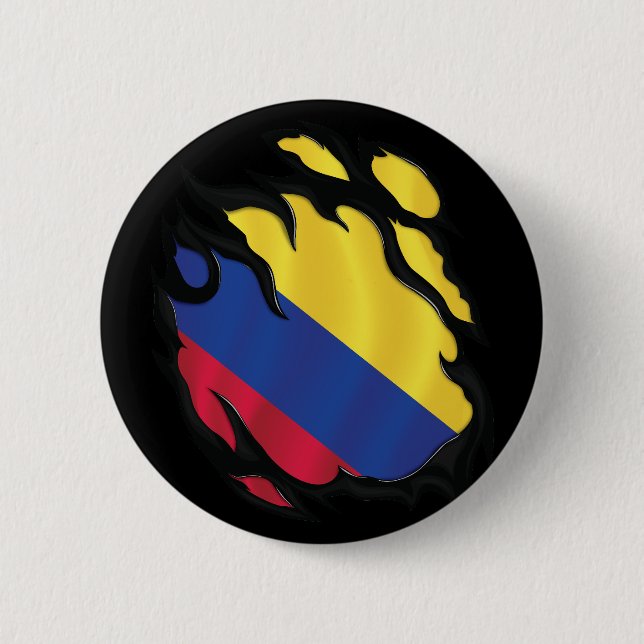 Colombia Ripped Flag 2 Inch Round Button (Front)