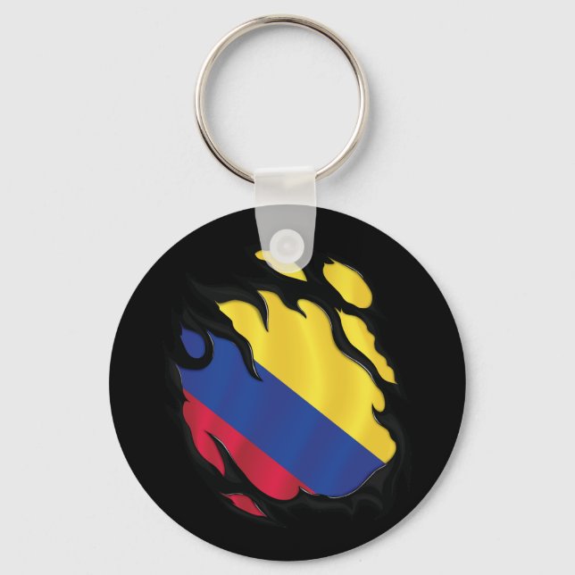 Colombia Ripped Flag Keychain (Front)