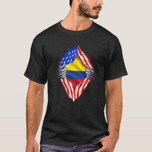 Colombia Roots Usa Flag Patriotic Colombian Herita T-Shirt