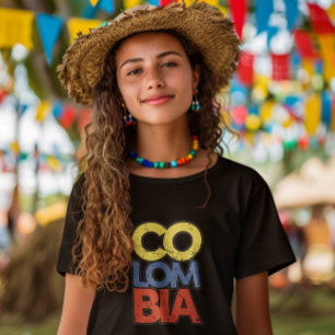Colombia Rustic Flag  T-Shirt