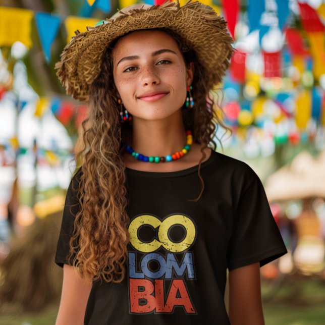 Colombia Rustic Flag  T-Shirt (colombia rustic flag latina shirt)