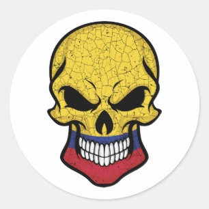 Colombia Smiling Skull Flag Classic Round Sticker