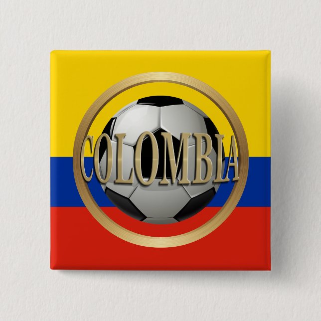 Colombia Soccer Ball 2 Inch Square Button (Front)