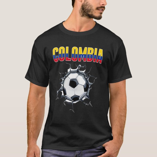 Colombia Soccer Fans - Colombian Football In Crack T-Shirt (Front)