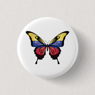 Colombia Swallowtail Butterfly Flag Sticker 1 Inch Round Button
