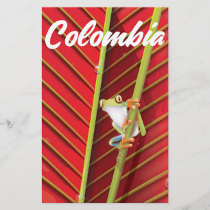Colombia tree frog travel poster stationery