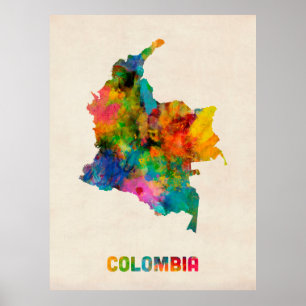 Colombia Watercolor Map Poster